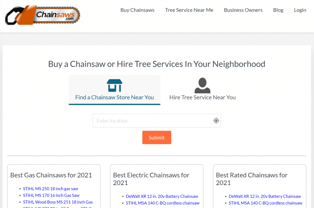 chainsaws.com website